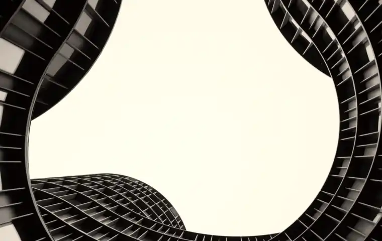 A curved balcony structure spiralling against open sky.
